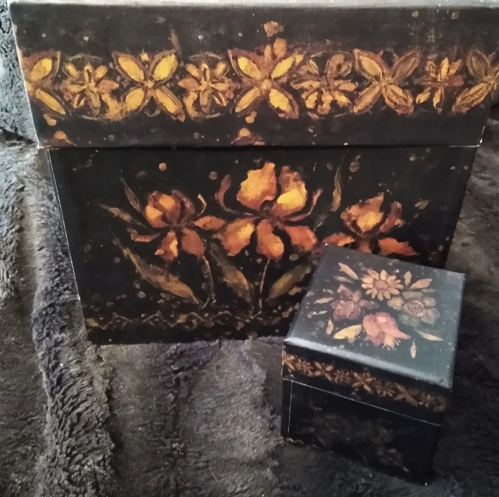 Y2K Black Floral Storage Boxes Vintage Dark Flowers 90s Whimsygoth Gift Box Set